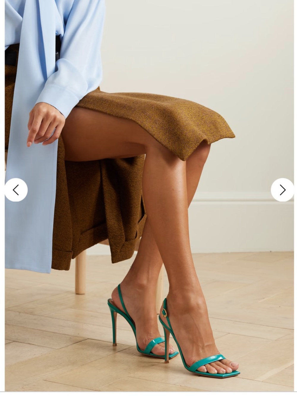 Gianvito Rossi Vernice Patent Ribbon Bora Slingback Stiletto Sandals in Mint 38 - Picture 14 of 15